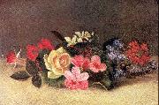 Mount, Evelina Roses and Fuschia oil painting